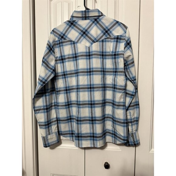 Kimes Ranch Shirt Snap Front Plaid Blue Women's Large - Picture 6 of 8